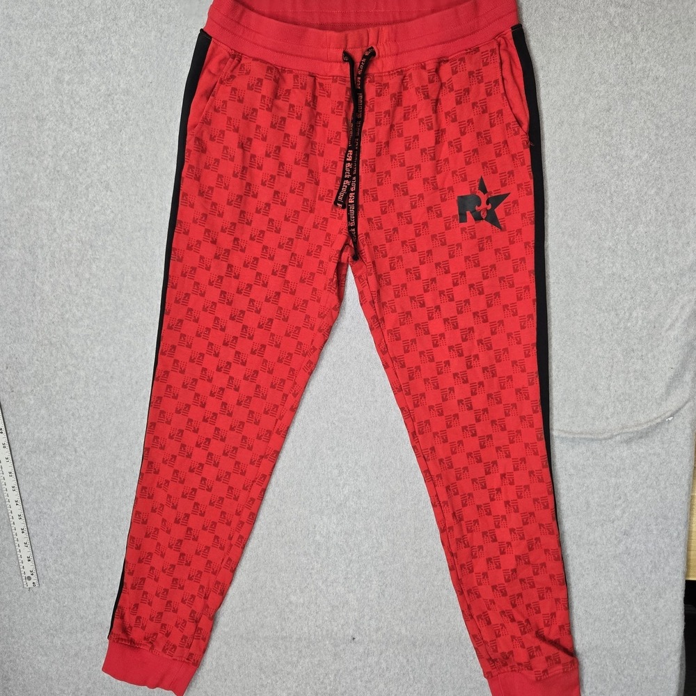 Rock Revival Men‎ Pants XL Red Logo AOP Barnes Jogger 32" Inseam